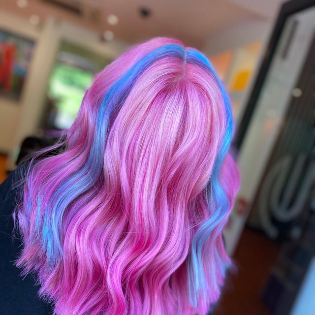 Pink and blue vivid colour