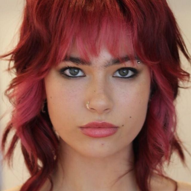 Crimson red shag with fringe