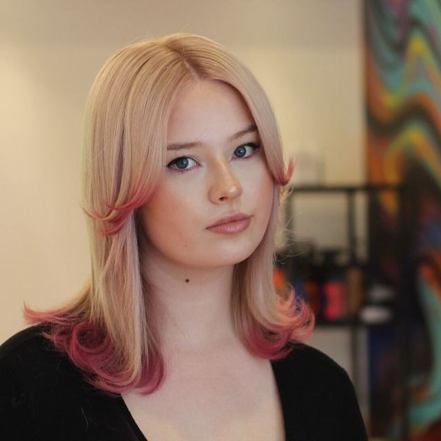 Blonde with pink underlights